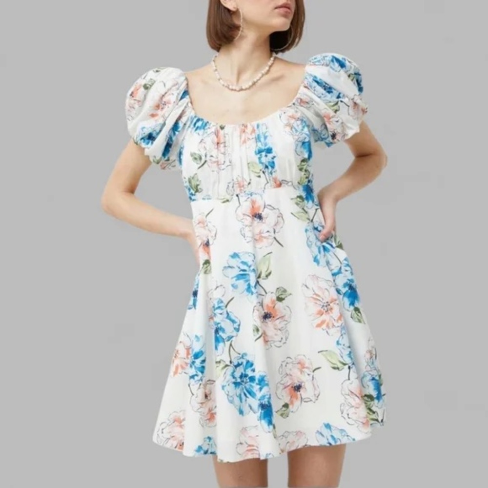 Abercrombie & Fitch Emerson Puff Sleeve Cottage core Coquette Mini Dress XL